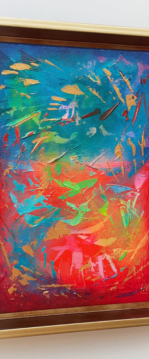 Framed Abstract with Gold 2 by Lisa Mann