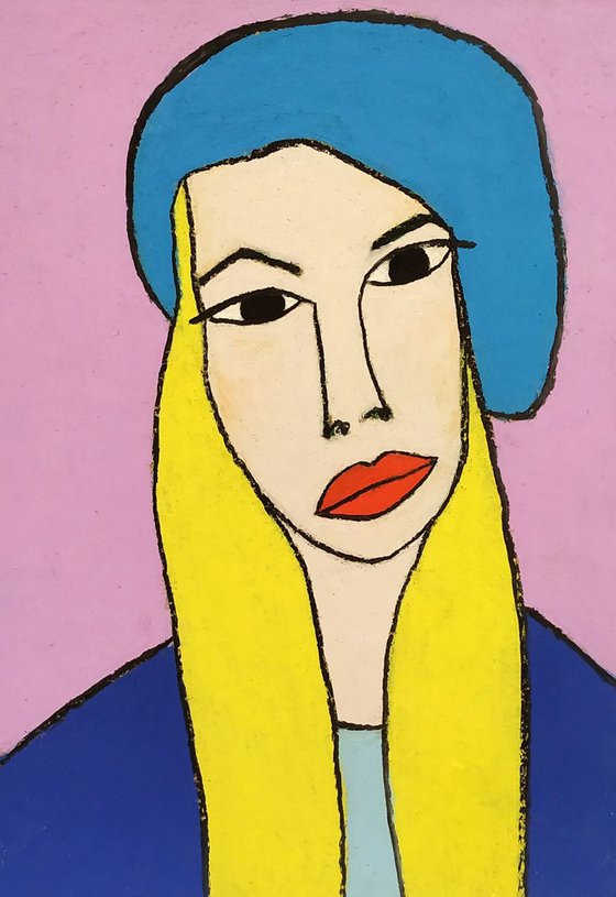 Blondie with blue beret