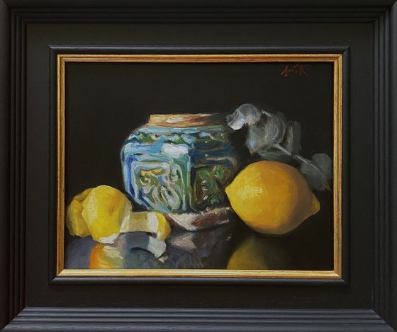 Turquoise pot & Lemons.