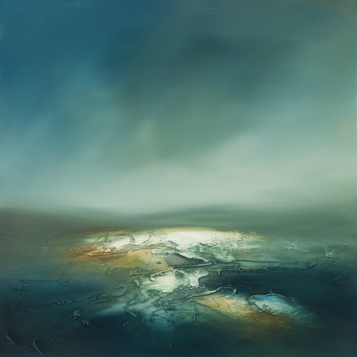 Abstract Landscape Oil Painting By Paul Bennett, 20 X 20", Forgotten Tides, Original Artwork