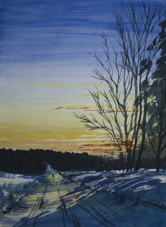 Play of light. Winter landscape