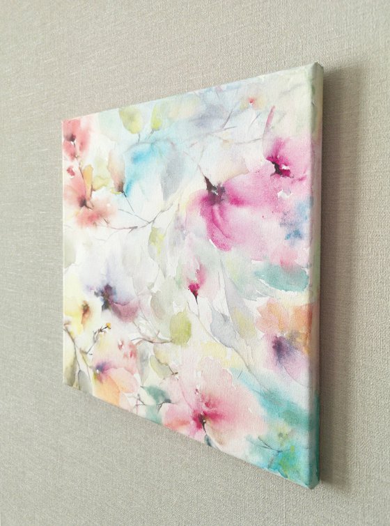 Small floral painting on canvas Let yourself dream!..