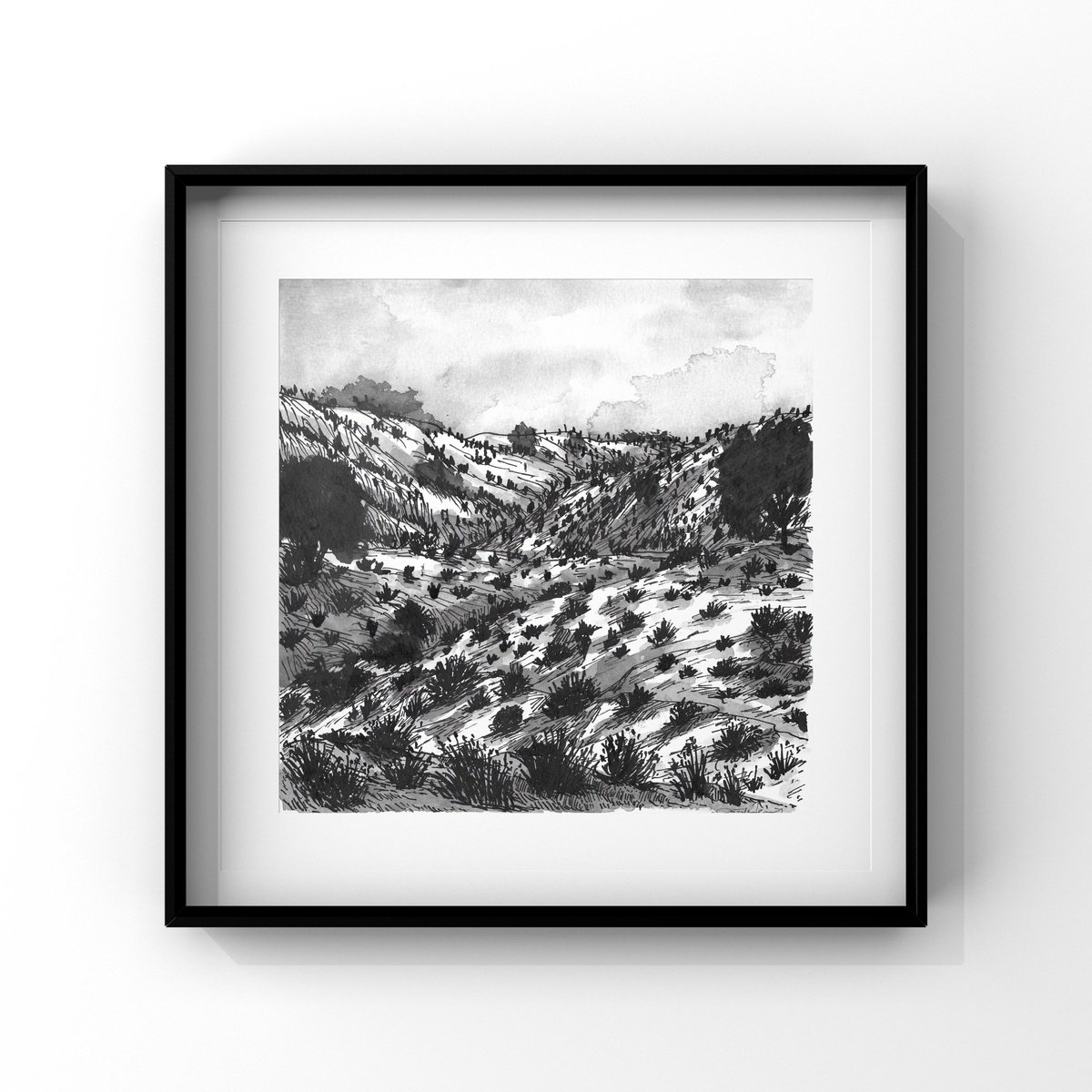 Expressive Landscape Watercolour By Gozde Temiz Istanbul, 12 X 12, Landscape_240908, Original Artwork