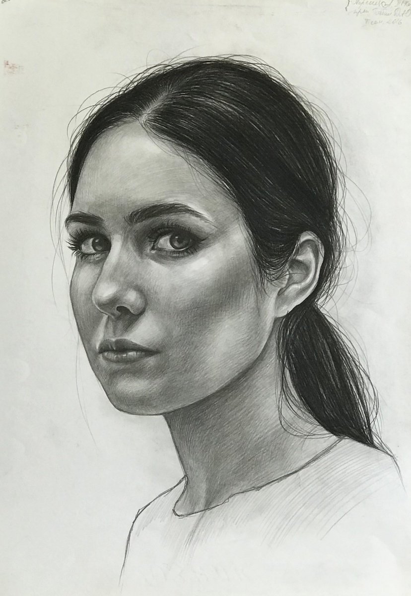 Portrait Pencil Drawing By Anastasia Terskih, 12 X 17, A, Original Artwork