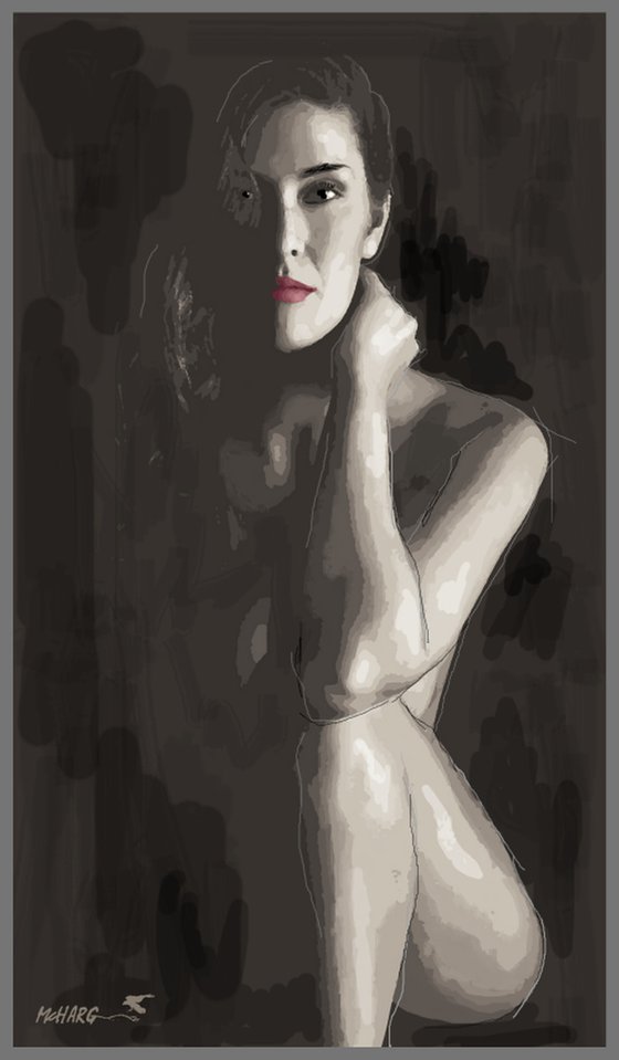 NUDE IN BLACK AND GREY #7  27"X45.5"