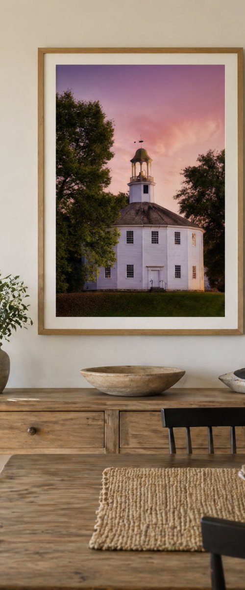 Pink Sky Over Richmond Round Church, 29 x 43 by Francois de Melogue