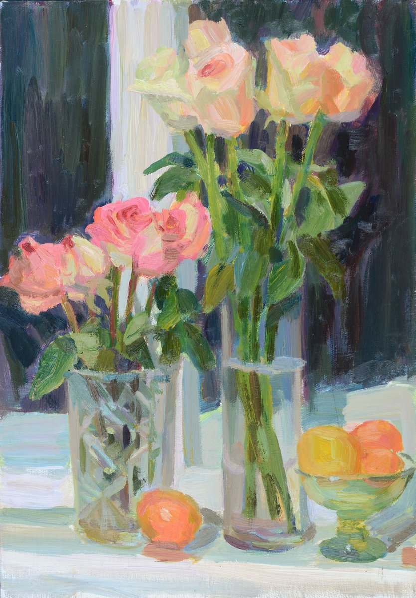 Roses and oranges by Yulia Pleshkova