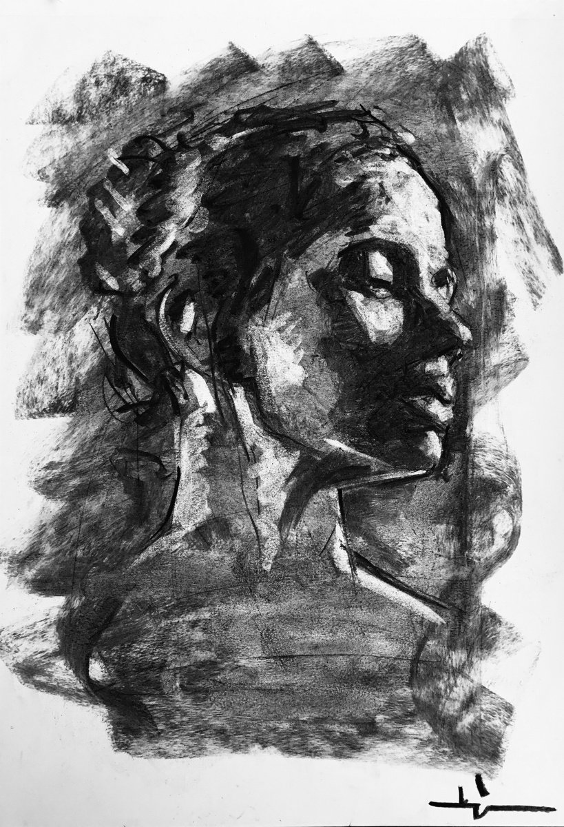 Expressive Charcoal Drawing , Glamour Profession By Dominique Deve, 11 X 17, Artwork For Sale On Artfinder