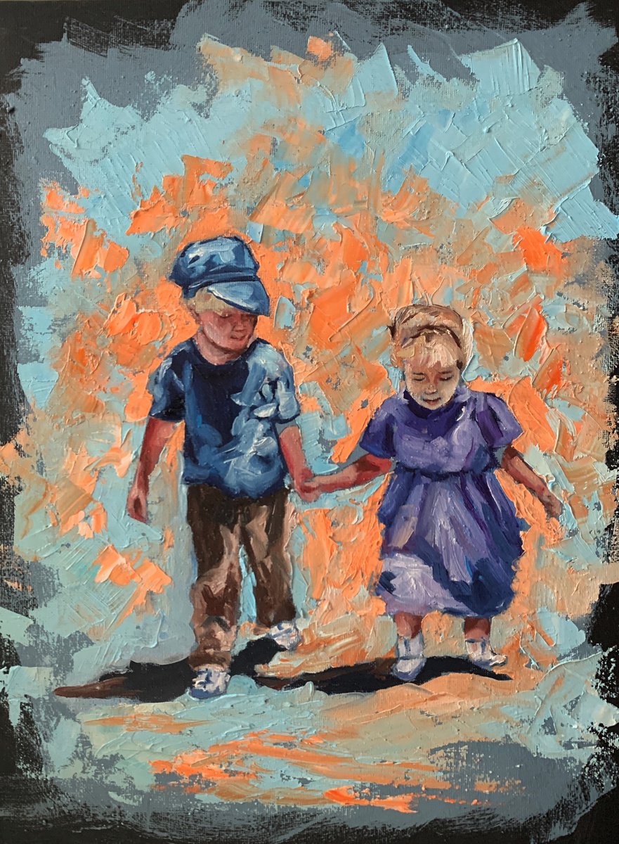 A Boy and a girl.Kids, children on a walk. by Vita Schagen