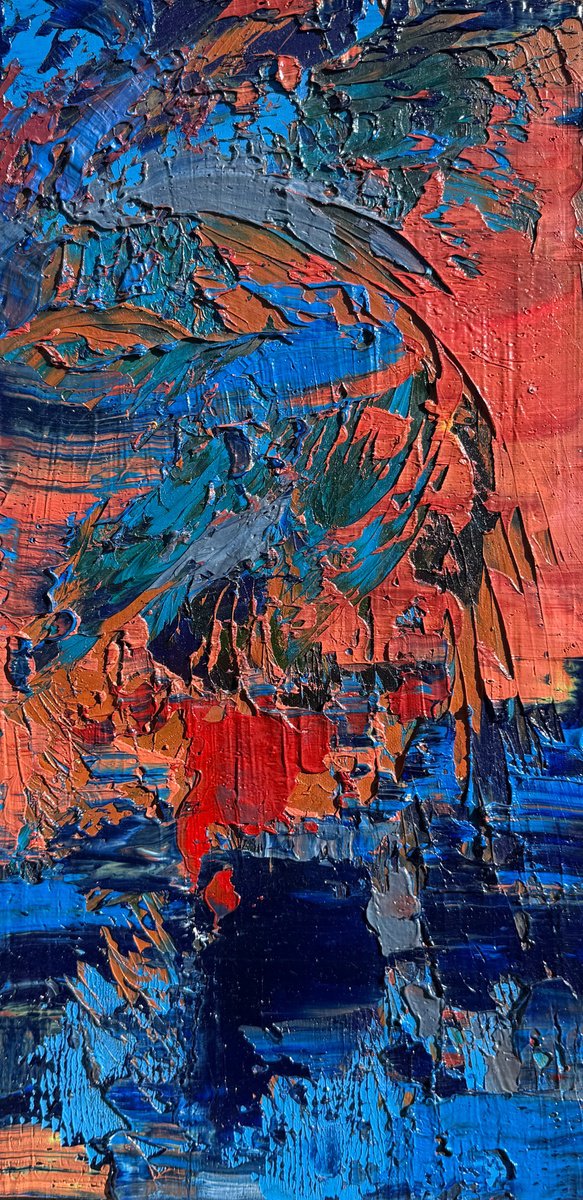 Abstract Oil Painting By Svitlana Andriichenko, 12 X 24", Dance Of The Elements, Original Artwork