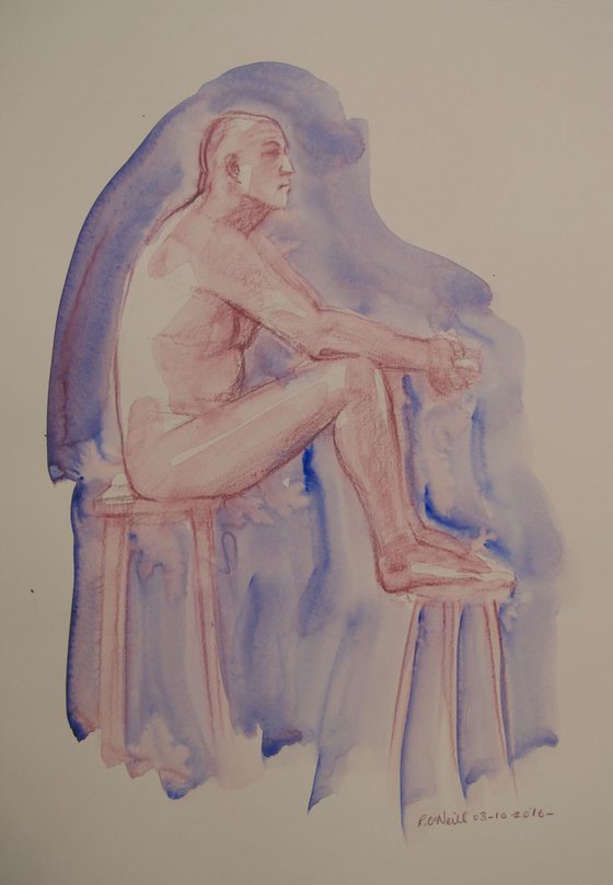 seated male nude