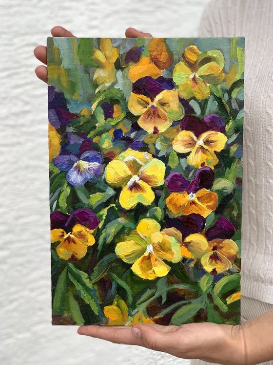 Spring flowers. Triptych . Oill Painting