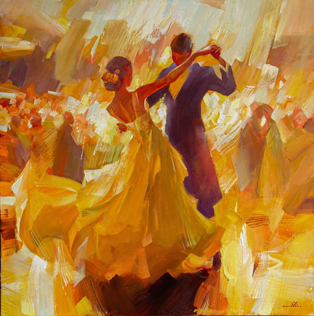 Golden Waltz 80 X 80 Cm By Valentin, 31 X 31, Artwork For Sale On Artfinder