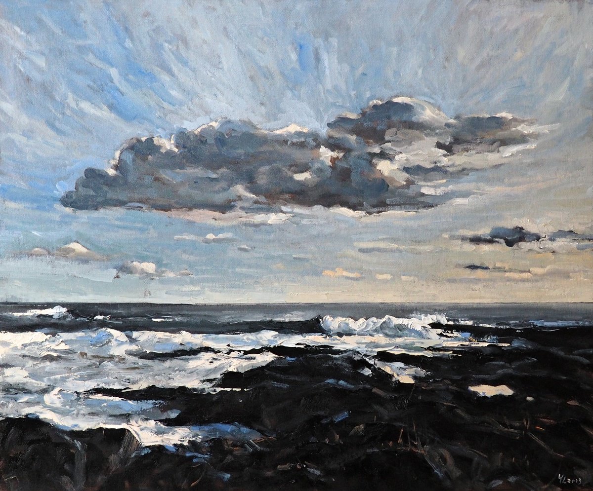 Impressionistic Landscape Oil Painting By Yuanyuan Liu, 26 X 21", Seascape, Original Artwork