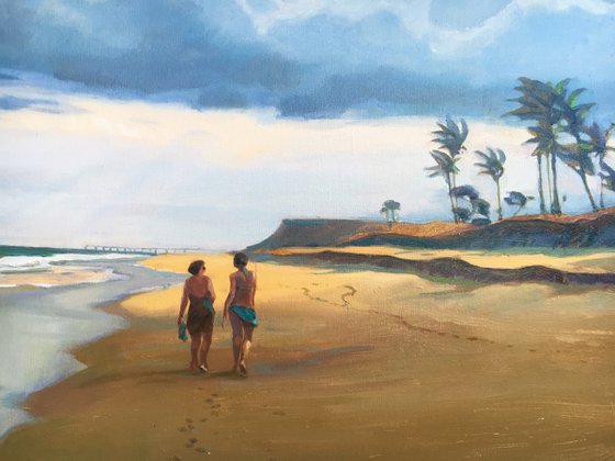 Stroll along the beach 30x40 inch Oil Bo Kravchenko