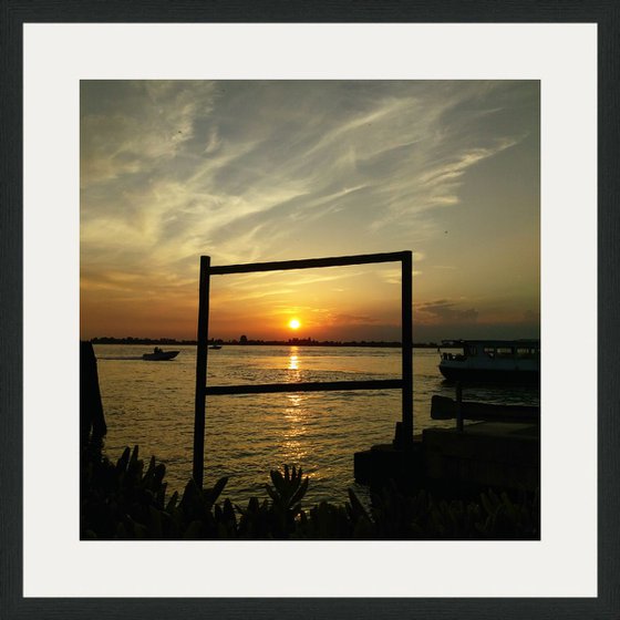 Venetian Blinds - Venice Sunset Travel Photography Print - 21x21 Inches, C-Type, Framed