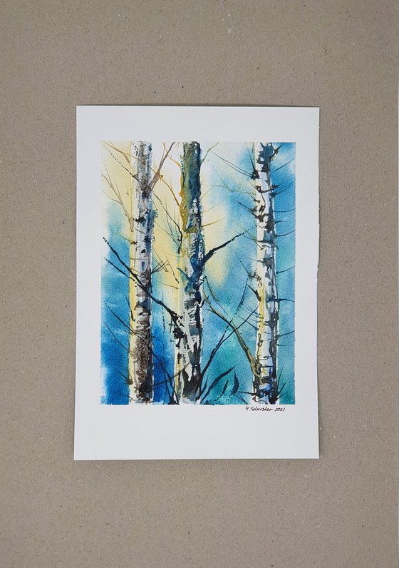 6/20 ORIGINAL WATERCOLOR painting. Trees series