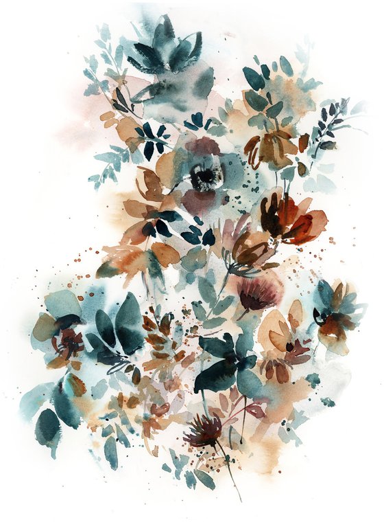 Abstract Florals Watercolor Painting 2 set