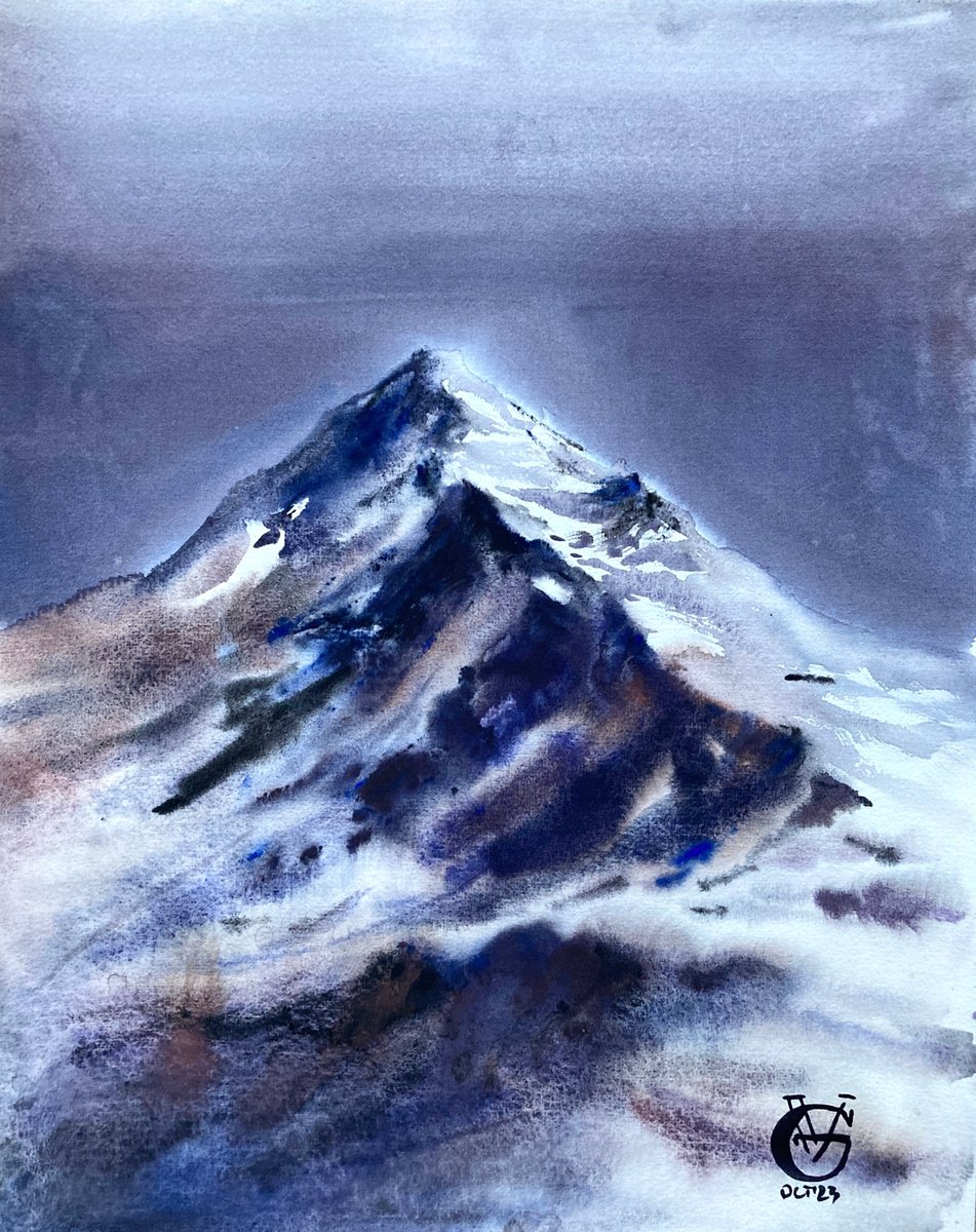 Impressionistic Landscape Watercolour By Valeria Golovenkina, 14 X 18", Mountain #3, Original Artwork