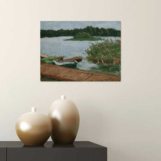 Beautiful Lake. Lilaste /  ORIGINAL PAINTING