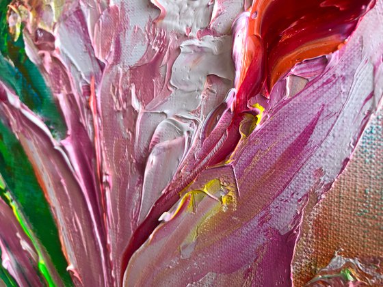 LUXURIOUS INFLORESCENCES OF LILIES - Bright landscape. Large buds. Pink lilies. Floral abstraction. Macro flowers. Blooming. Graceful.