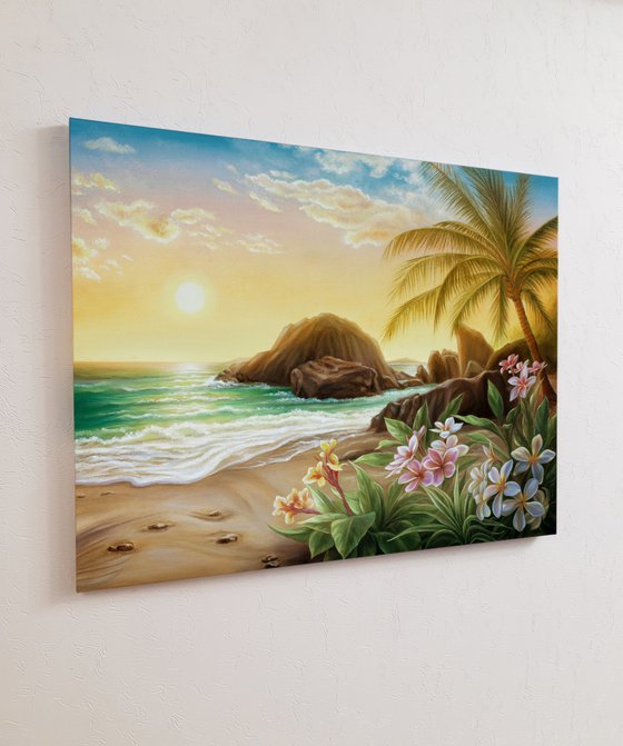 "Evening in paradise", tropical landscape