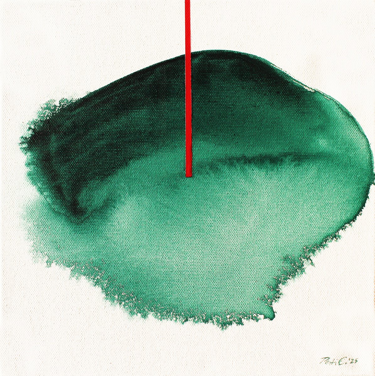 Abstract Landscape Acrylic Painting By Emma Pesti, 12 X 12, Green Impression I., Original Artwork