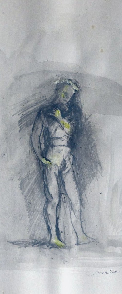 Sadness, mixed media 42x29 cm by Frederic Belaubre