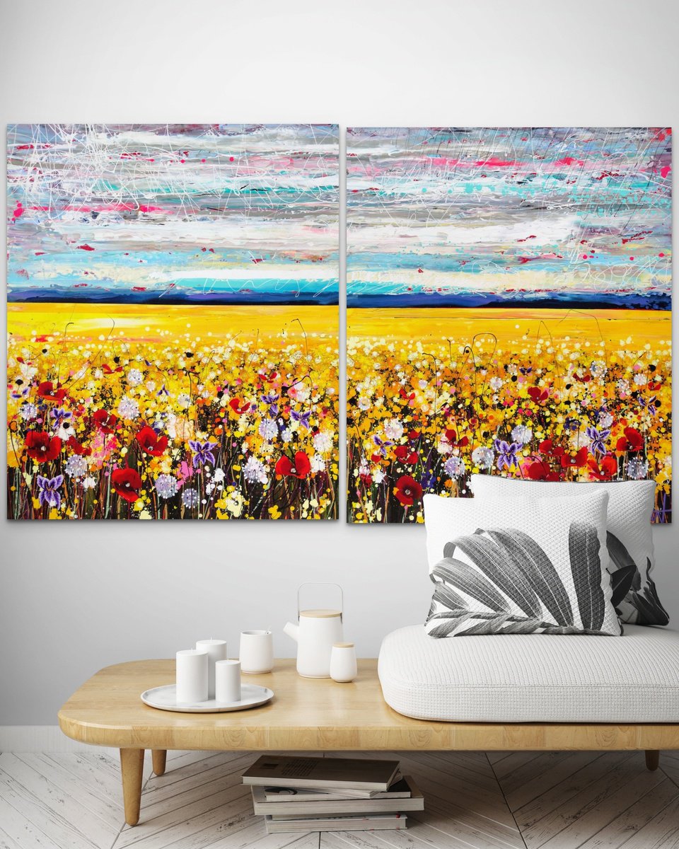Sun Gazer - Large Diptych by Angie Wright