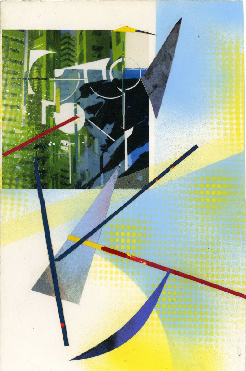 Geometric Abstract Collage By Alfred Ng, 9 X 13, Abstract Collage #30, Original Artwork