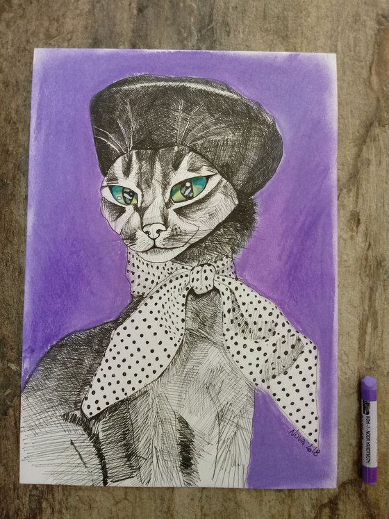 Lady Cat in Beret