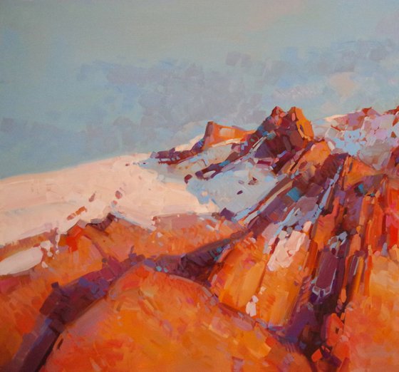 Glacier Mountain, Landscape, Original oil painting, One of a kind, Signed with Certificate of Authenticity