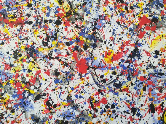 Abstract J. Pollock style acrylic by M.Y.