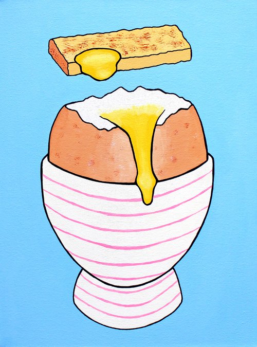 Boiled Egg and Toast Pop Art Painting on Canvas by Ian Viggars