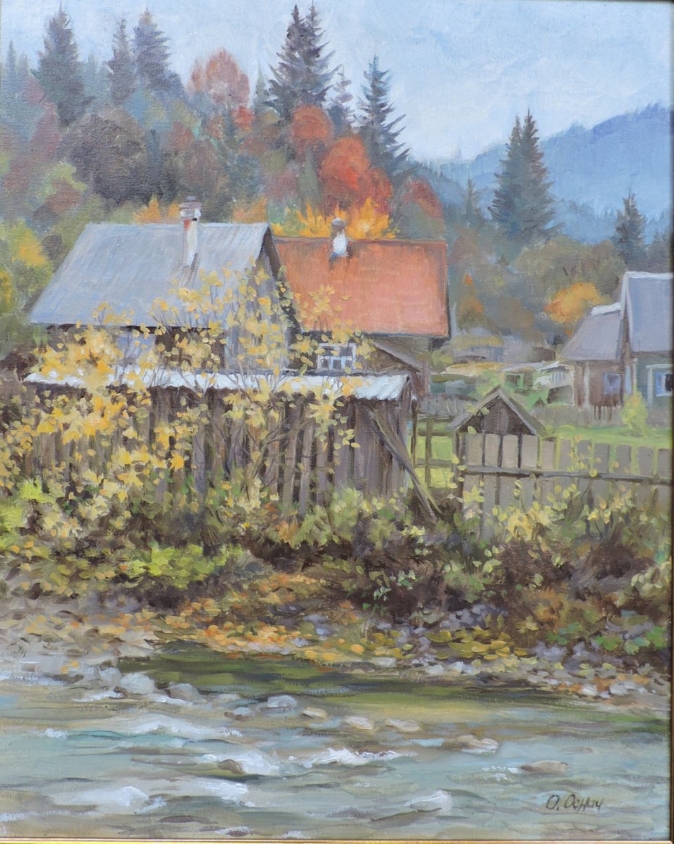 Impressionistic Landscape Oil Painting By Procach Olesia, 16 X 20", On The Bank Of The Black Tisza, Original Artwork