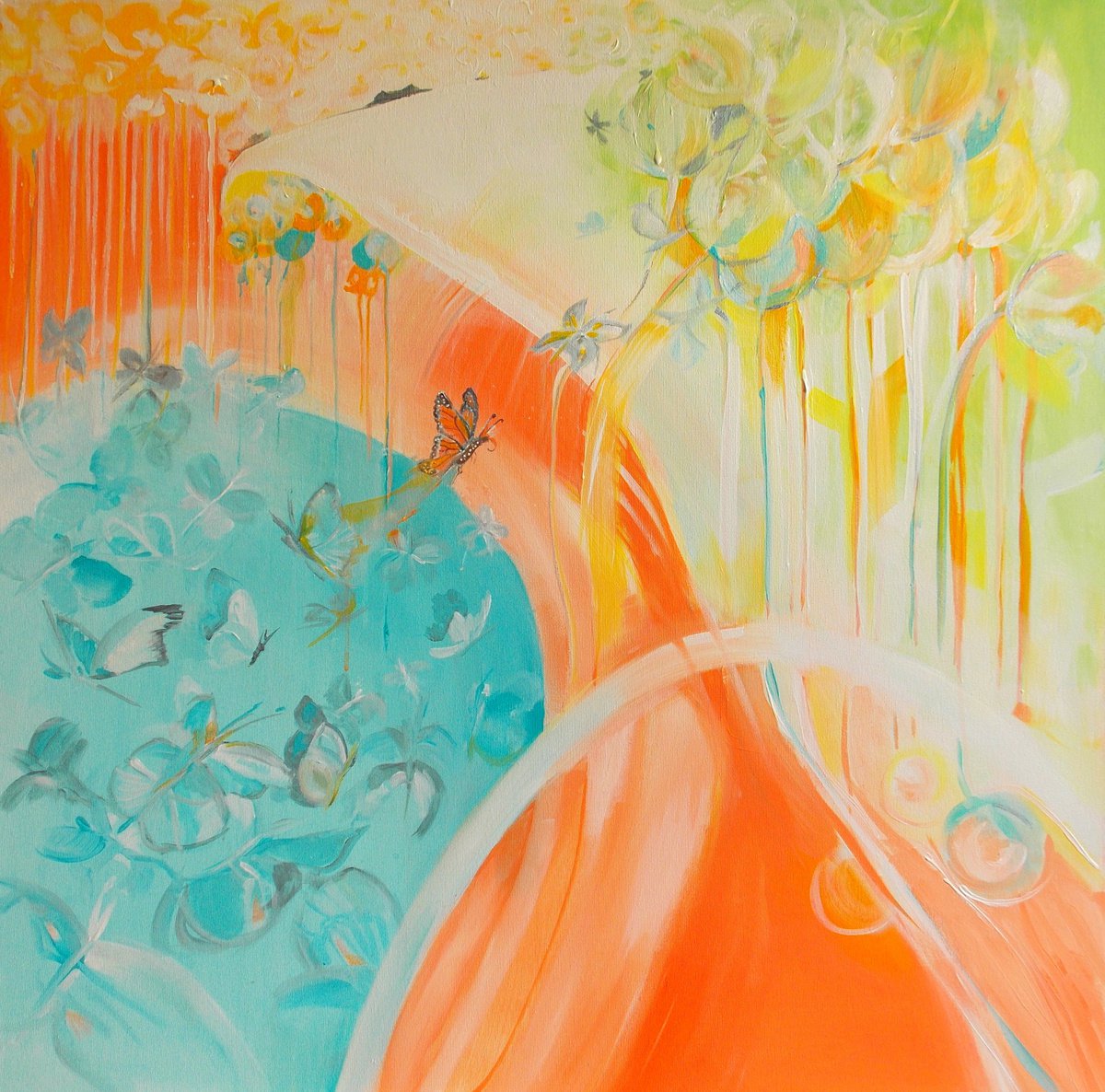 Happiness is a butterfly Large abstract landscape by Maria Paunova