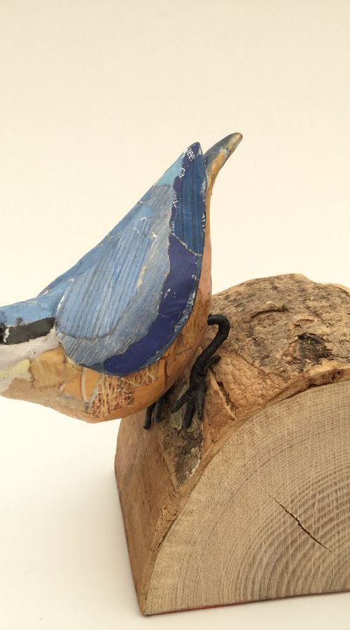 Nuthatch paper bird sculpture by Jane Palmer Art