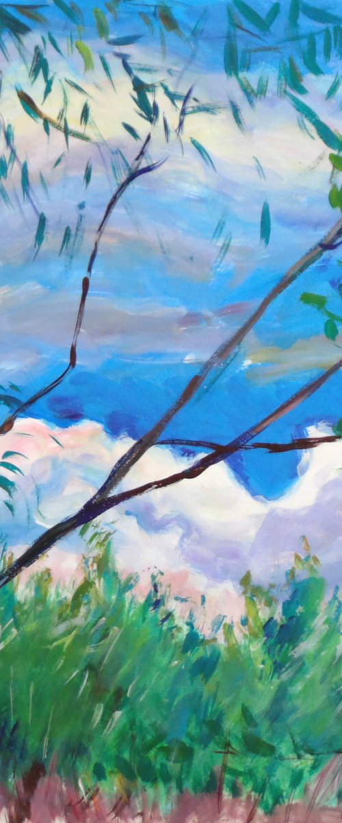 Summer day. Willow. Acrylic on paper, 43x30.5 cm. by Alexander Shvyrkov