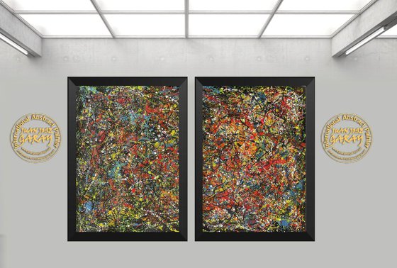 Dark and Luminous Pathways - Diptych Painting