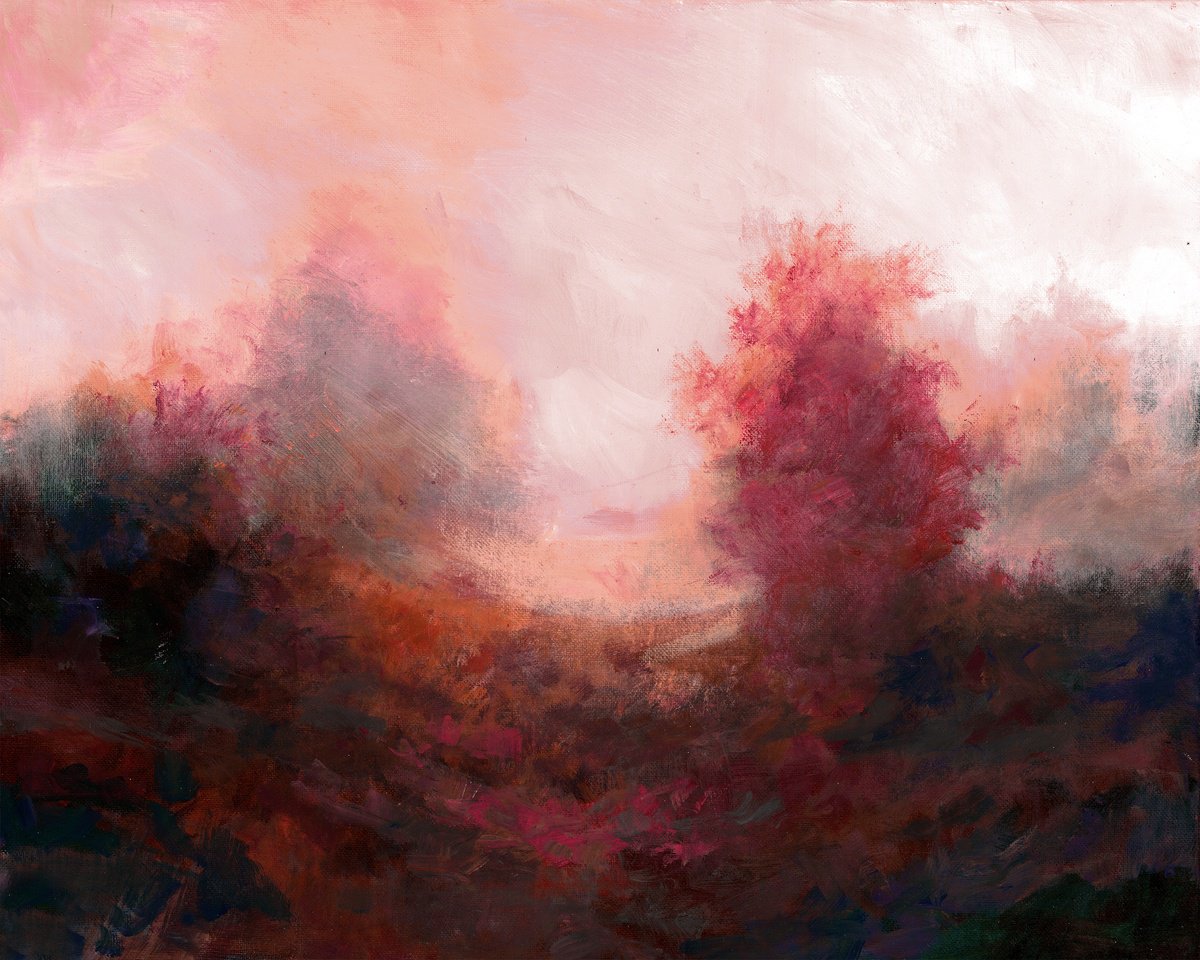 Impressionistic Landscape Oil Painting By Dena Adams, 21 X 17, On First Blush, Original Artwork