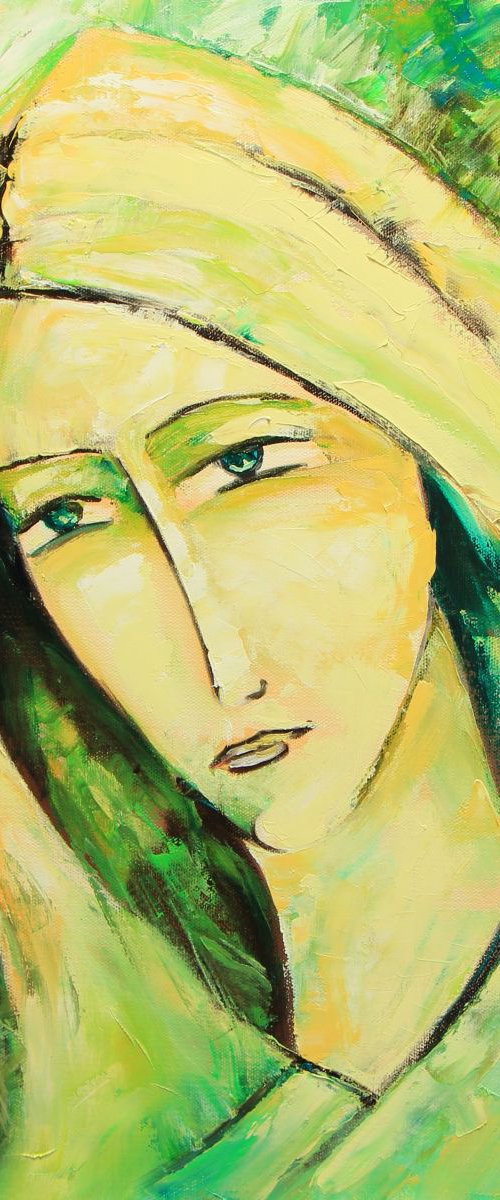 Green spring color abstract Portrait of a woman by Zbigniew Skrzypek