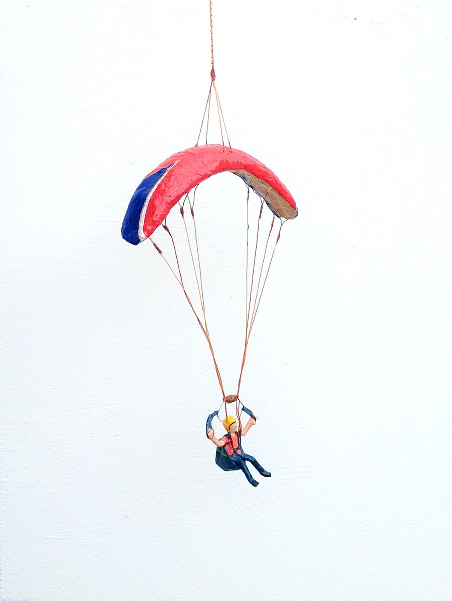 Photorealistic Abstract Sculpture By Shweta Mahajan, 7 X 18", Paraglider, Original Artwork
