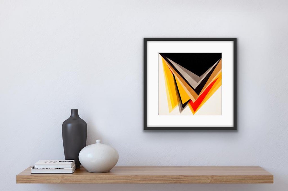 Geometric Abstract Acrylic Painting By Catia Goffinet, 16 X 16, Aureum 2, Original Artwork