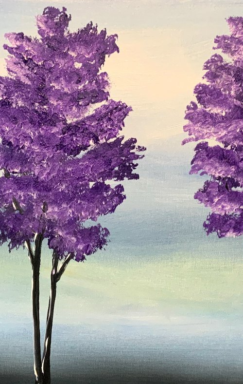 3 purple trees by Aisha Haider