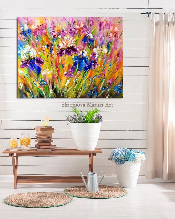 MESSENGERS OF BRIGHTNESS - Irises. Rainbow flower. Juicy colors. Flower meadow. Summer. Good mood. 3d flowers. Texture.