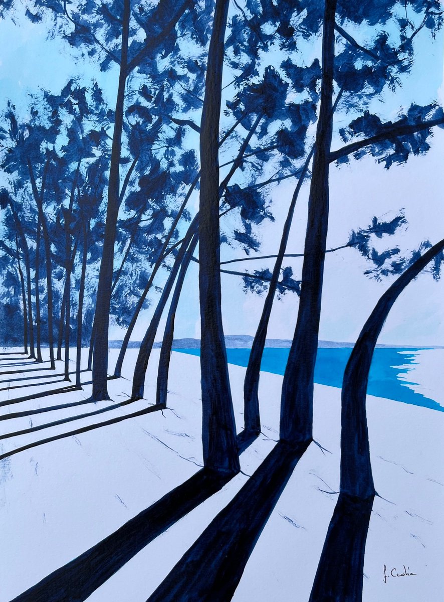 Impressionistic Landscape Painting By Cadiou Frederic, 13 X 17, Cap Coz, Original Artwork