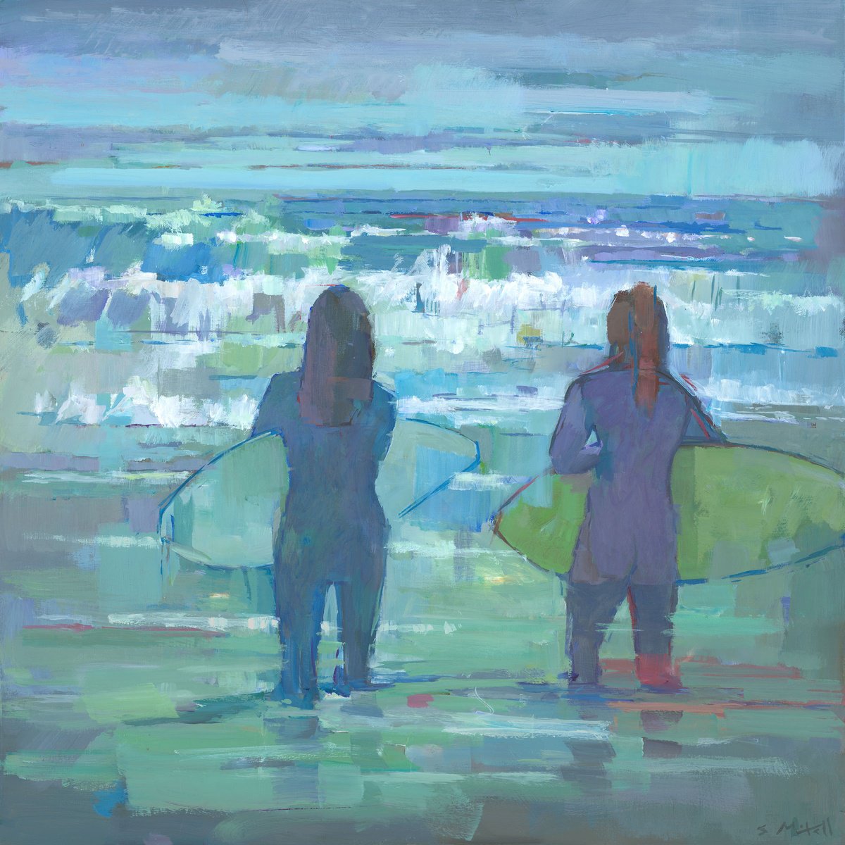 Impressionistic Landscape Acrylic Painting By Steve Mitchell, 25 X 25", Souls To The Tide, Original Artwork