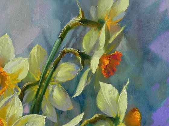 "Narcissus" Original painting Oil on canvas Home decor