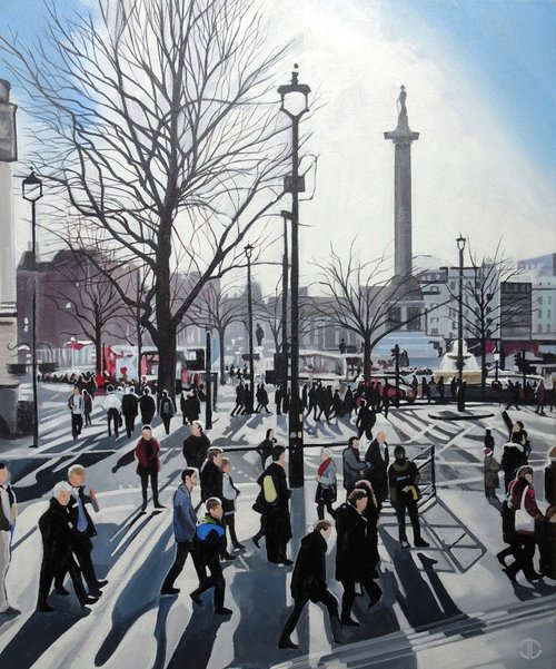 Winter Sun Trafalgar Square London by Joseph Lynch