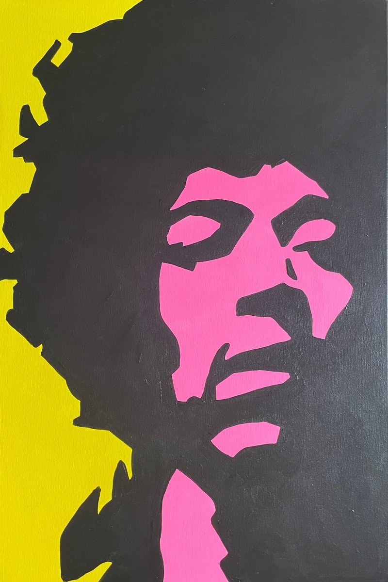 Original Jimi Hendrix Pop Art Canvas Painting by Dominic Joyce